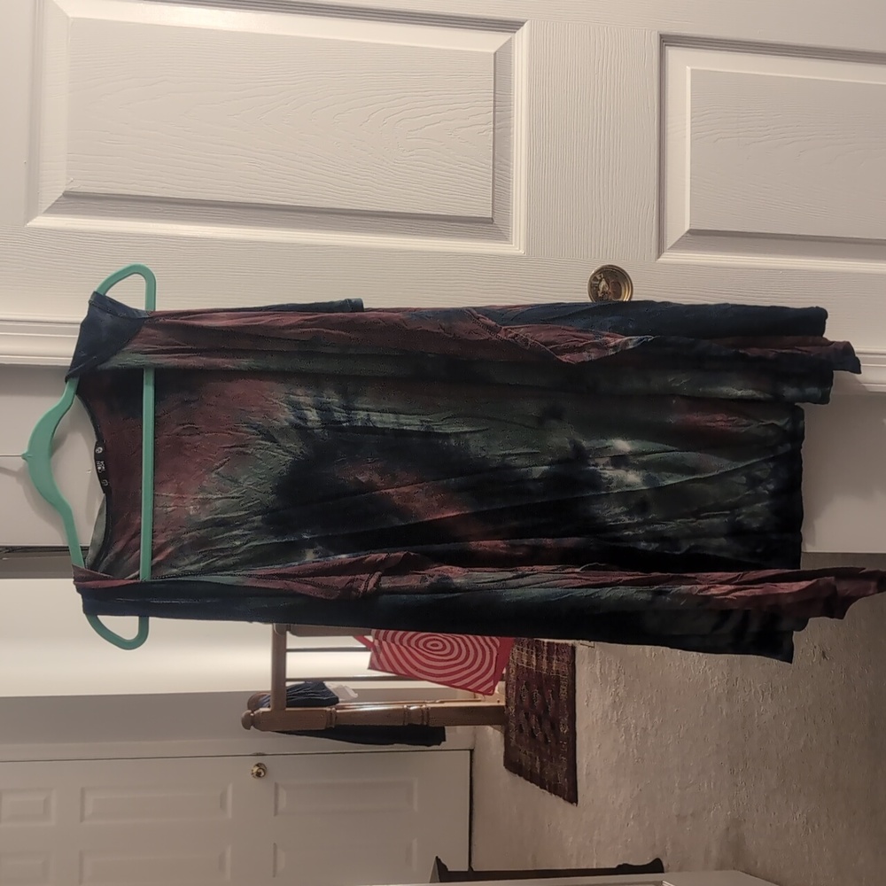 Tie dye sleeves shaw cardigan with hood and pockets